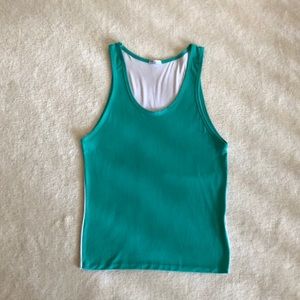 Green and White colour block tank